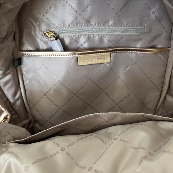 New Michael Kors Rae Medium Backpack Soft Quilted Polyester Rose Gold - Picture 5 of 5